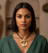 Gold-toned circular pendant-Necklace